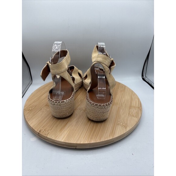 Franco Sarto Pellia Wedge Sandals Sz 10M Beige Suede Espadrille Ankle Strap - Picture 6 of 11